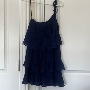 Navy Blue, Pleated, Lulu’s One Shoulder Going Out dress, Size XS